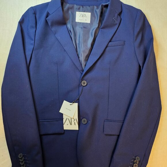 ZARA Boy's Navy Blue 2-Button Tailored Suit Jacket - Size 13-14 - Picture 3 of 11